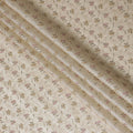 Ivory Tussar Silk Fabric with Delicate Floral Embroidery, 110cm Width - Elegant Indian Weave-D17929