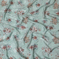 Aqua Mist Floral Synthetic Crepe Fabric, 110cm Width - Exquisite Print from India-D17932