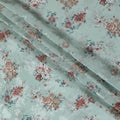 Aqua Mist Floral Synthetic Crepe Fabric, 110cm Width - Exquisite Print from India-D17932