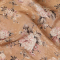 Peach Blossom Synthetic Crepe Fabric, 110cm Width - Floral Elegance from India-D17933