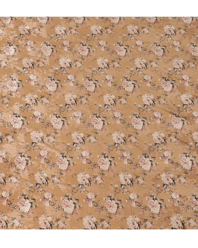 Peach Blossom Synthetic Crepe Fabric, 110cm Width - Floral Elegance from India-D17933 Regal Fabrics