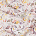 Autumn Leaves Print Synthetic Modal Satin Fabric - Soft Pastel, 110cm - Buy Online-D17972