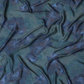 Mystic Forest Floral Synthetic Modal Satin Fabric - Deep Green & Blue, 110cm - Purchase Online-D17977 Regal Fabrics