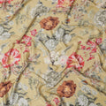 Golden Amber Floral Synthetic Modal Satin Fabric - Vibrant Blossom Print, 110cm - Buy Online-D17979