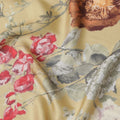 Golden Amber Floral Synthetic Modal Satin Fabric - Vibrant Blossom Print, 110cm - Buy Online-D17979