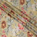 Golden Amber Floral Synthetic Modal Satin Fabric - Vibrant Blossom Print, 110cm - Buy Online-D17979