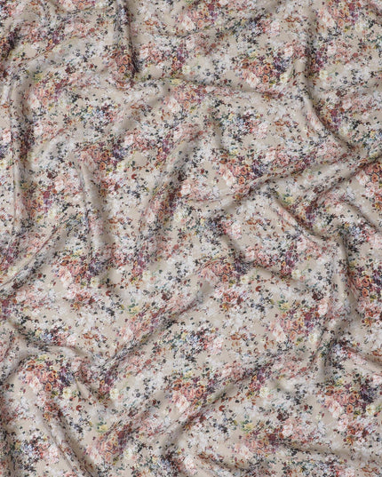 Vintage Confetti Floral Synthetic Modal Satin Fabric - Delicate Pastel Print, 110cm - Buy Online-D17981