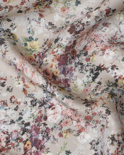 Vintage Confetti Floral Synthetic Modal Satin Fabric - Delicate Pastel Print, 110cm - Buy Online-D17981