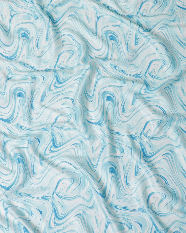 قماش ساتان صناعي مجردة من Aqua Swirl - تصميم مموج فني، 110 سم - شراء عبر الإنترنت-D17982