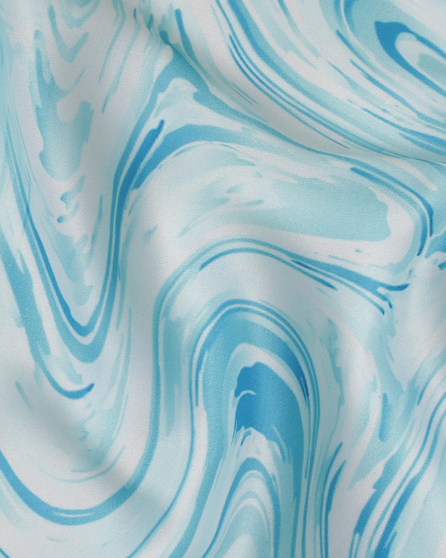 قماش ساتان صناعي مجردة من Aqua Swirl - تصميم مموج فني، 110 سم - شراء عبر الإنترنت-D17982