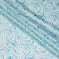 Aqua Swirl Abstract Synthetic Modal Satin Fabric - Artistic Wave Design, 110cm - Buy Online-D17982