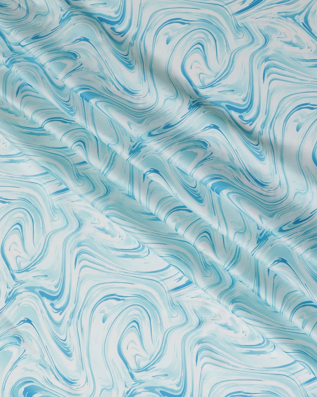 قماش ساتان صناعي مجردة من Aqua Swirl - تصميم مموج فني، 110 سم - شراء عبر الإنترنت-D17982