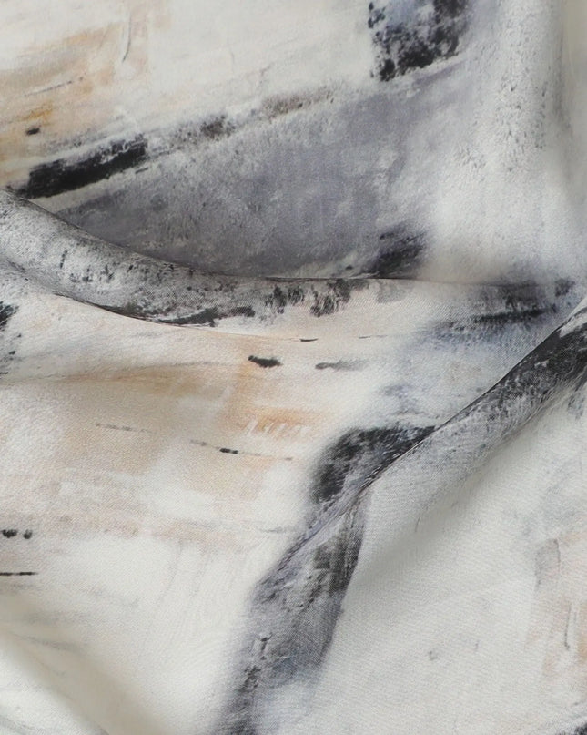 Modern Brushstroke Synthetic Modal Satin Fabric - Chic Monochrome Pattern, 110cm - Buy Online-D17983 Regal Fabrics