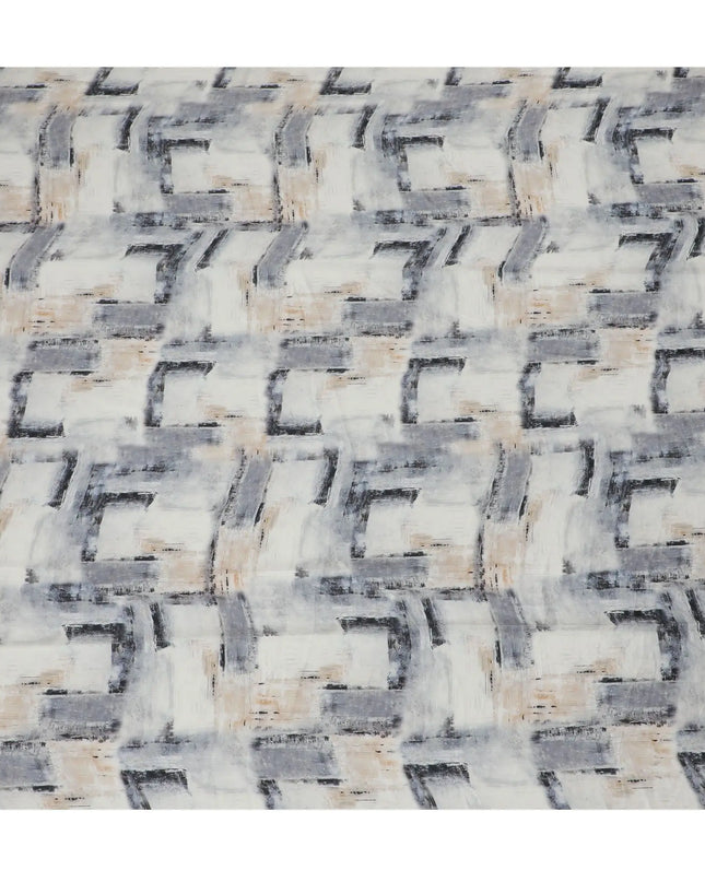 Modern Brushstroke Synthetic Modal Satin Fabric - Chic Monochrome Pattern, 110cm - Buy Online-D17983 Regal Fabrics
