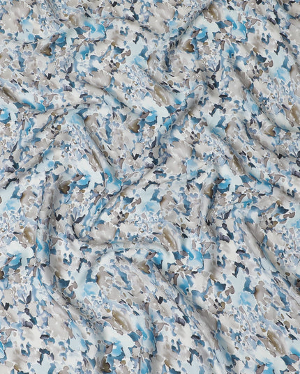 Icy Camo Abstract Synthetic Modal Satin Fabric - Cool Tones, 110cm - Purchase Online-D17984