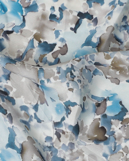 Icy Camo Abstract Synthetic Modal Satin Fabric - Cool Tones, 110cm - Purchase Online-D17984