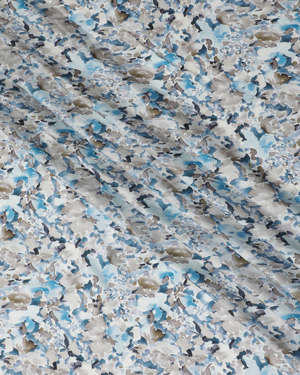 Icy Camo Abstract Synthetic Modal Satin Fabric - Cool Tones, 110cm - Purchase Online-D17984