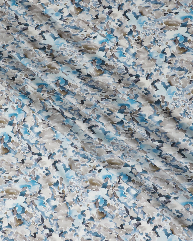 Icy Camo Abstract Synthetic Modal Satin Fabric - Cool Tones, 110cm - Purchase Online-D17984