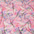 Whimsical Pastel Graffiti Synthetic Modal Satin Fabric - Playful Abstract Print, 110cm - Shop Online-D17986