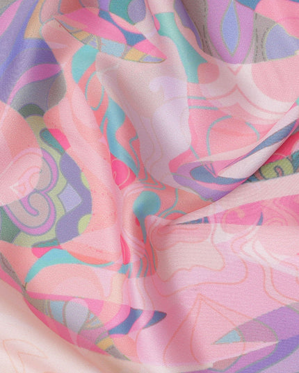 Whimsical Pastel Graffiti Synthetic Modal Satin Fabric - Playful Abstract Print, 110cm - Shop Online-D17986