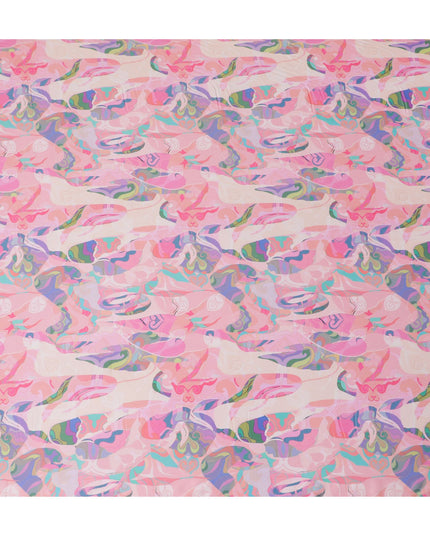 Whimsical Pastel Graffiti Synthetic Modal Satin Fabric - Playful Abstract Print, 110cm - Shop Online-D17986