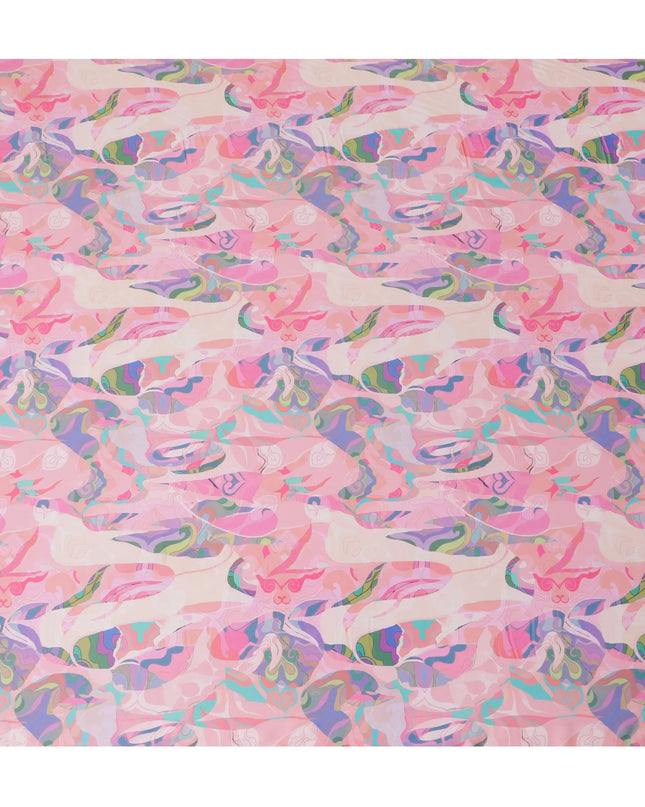 Whimsical Pastel Graffiti Synthetic Modal Satin Fabric - Playful Abstract Print, 110cm - Shop Online-D17986 Regal Fabrics