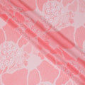 Premium Coral Pink Synthetic Georgette Fabric - Floral Design, Buy in Meters, 110cm Wide-D17992