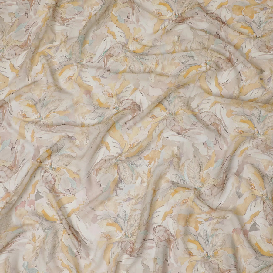 Elegant Floral Viscose Crepe Fabric - 110cm Wide, Luxurious Drapery, Buy in Meters-D18097 Regal Fabrics
