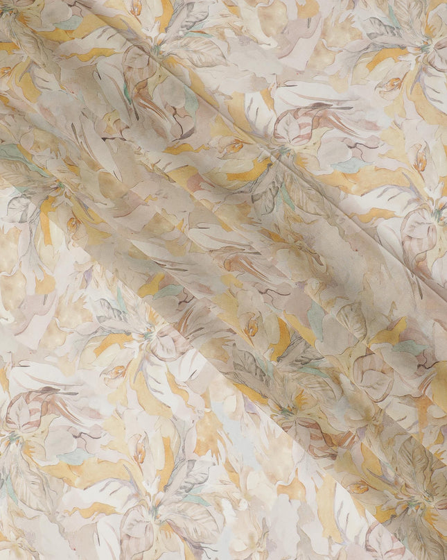Elegant Floral Viscose Crepe Fabric - 110cm Wide, Luxurious Drapery, Buy in Meters-D18097