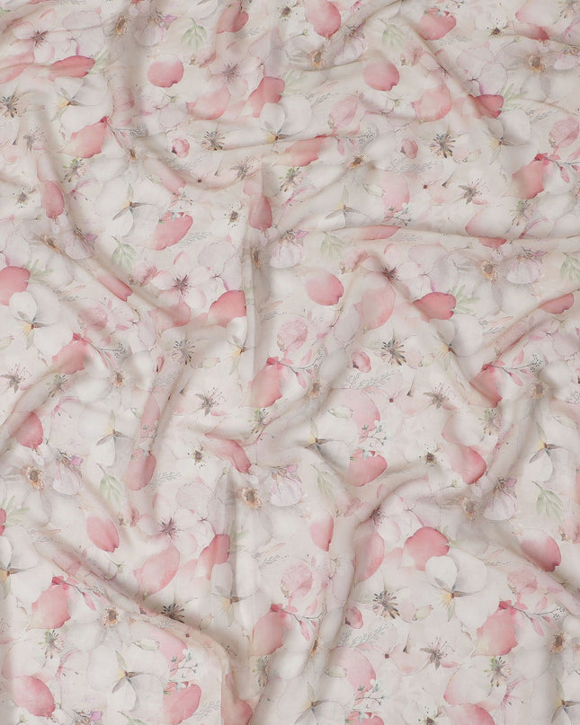 Romantic Pink Petal Viscose Crepe Fabric - 110cm Wide, Soft & Drapable, Purchase Online-D18099