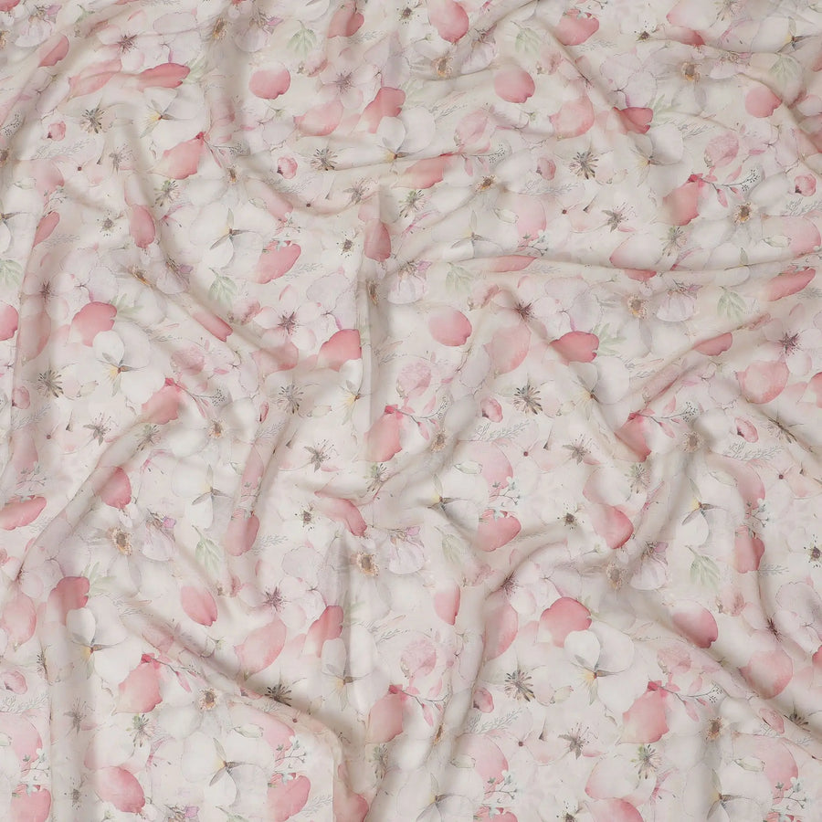 Romantic Pink Petal Viscose Crepe Fabric - 110cm Wide, Soft & Drapable, Purchase Online-D18099 Regal Fabrics