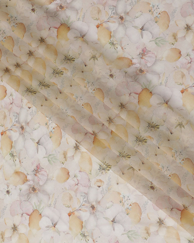 Chic Peach Bloom Viscose Crepe Fabric - 110cm Wide, Designer Quality, Shop Online-D18100