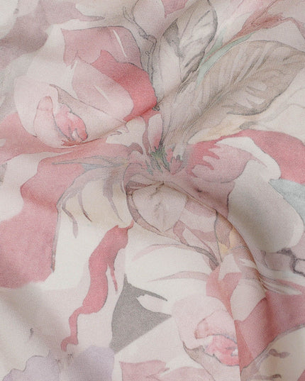 Blossom Whispers Viscose Crepe Fabric - 110cm Wide, Subtle Elegance, Online Purchase-D18104