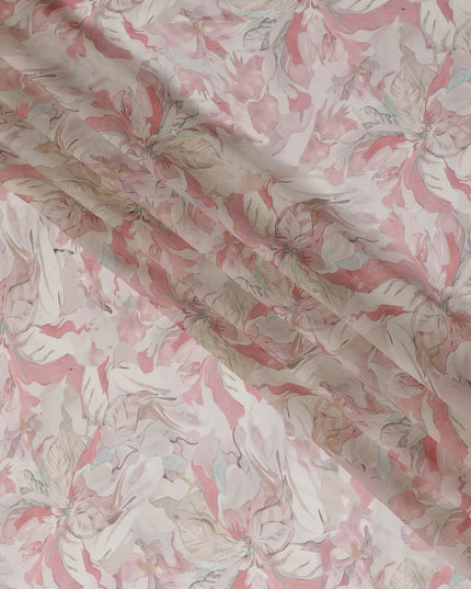 Blossom Whispers Viscose Crepe Fabric - 110cm Wide, Subtle Elegance, Online Purchase-D18104