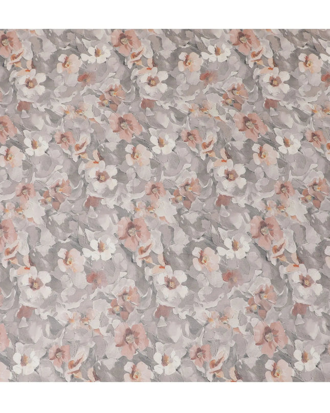 Modern Floral Charcoal Viscose Crepe Fabric - 110cm Wide, Trendy Print, Buy Online-D18105 Regal Fabrics