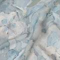 Serenity Blue Floral Viscose Crepe Fabric - 110cm Wide, Soothing Design, Shop Online-D18107 Regal Fabrics