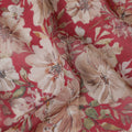 Vibrant Rouge Floral Viscose Crepe Fabric - 110cm Wide, Rich Texture, Shop Online-D18109