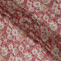 Vibrant Rouge Floral Viscose Crepe Fabric - 110cm Wide, Rich Texture, Shop Online-D18109