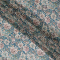 Classic Blue Floral Viscose Crepe Fabric - 110cm Wide, Timeless Elegance, Online Purchase-D18110