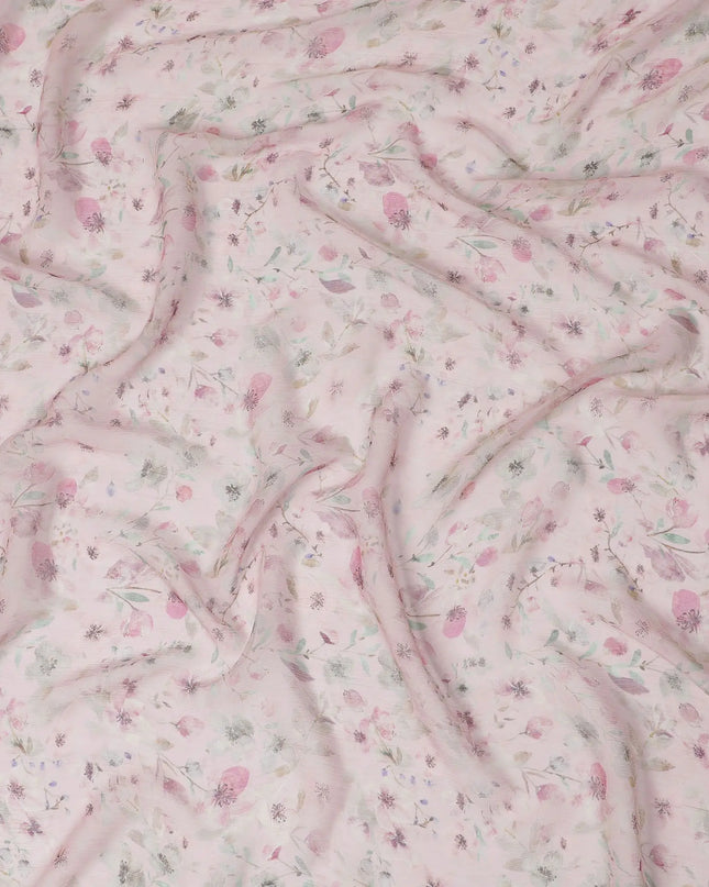 Whispering Petals Synthetic Chiffon Fabric - 110cm Wide, Delicate Floral Print, Shop Online-D18112 Regal Fabrics