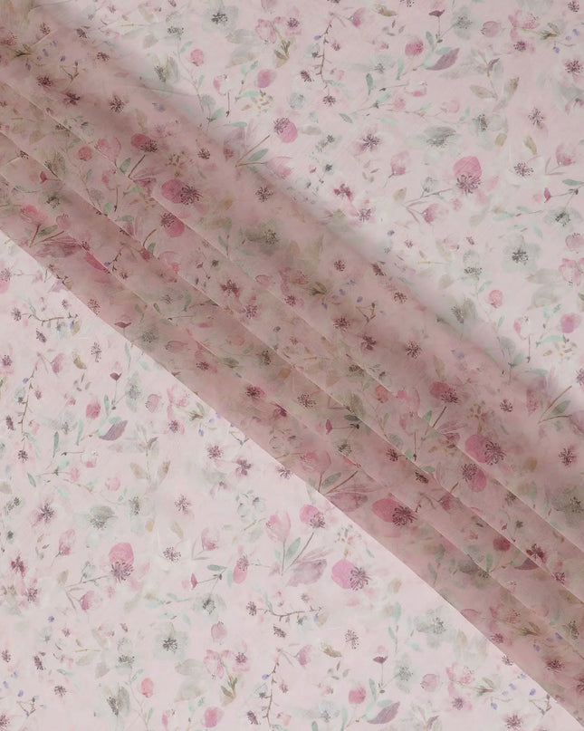 Whispering Petals Synthetic Chiffon Fabric - 110cm Wide, Delicate Floral Print, Shop Online-D18112 Regal Fabrics