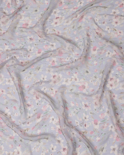 Spring Breeze Synthetic Chiffon Fabric - 110cm Wide, Floral Pastel Print, Online Purchase-D18113