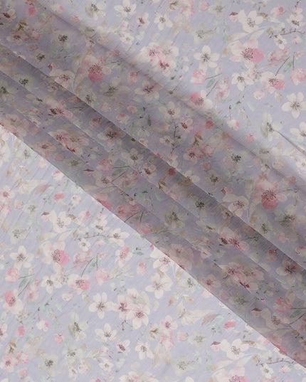 Spring Breeze Synthetic Chiffon Fabric - 110cm Wide, Floral Pastel Print, Online Purchase-D18113