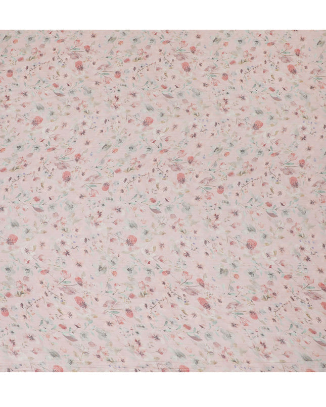 Blush Garden Synthetic Chiffon Fabric - 110cm Wide, Floral Delicacy, Online Purchase-D18114