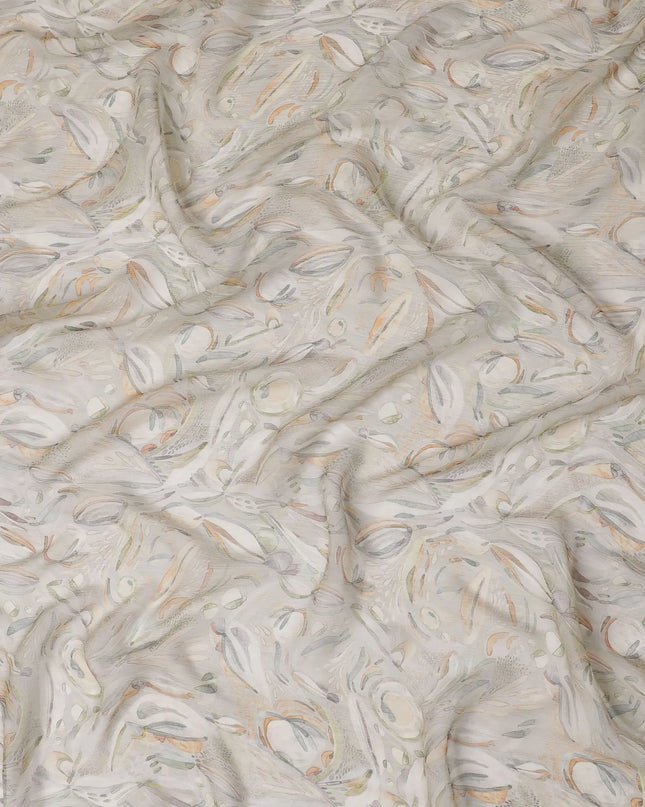 Neutral Feather Drift Synthetic Chiffon Fabric - 110cm Wide, Whimsical Print, Online Purchase-D18115 Regal Fabrics