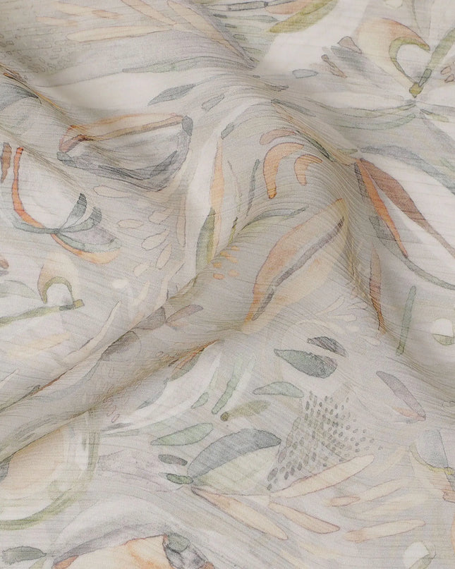Neutral Feather Drift Synthetic Chiffon Fabric - 110cm Wide, Whimsical Print, Online Purchase-D18115 Regal Fabrics