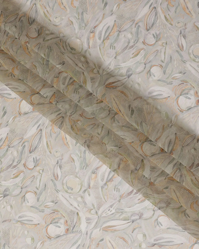 Neutral Feather Drift Synthetic Chiffon Fabric - 110cm Wide, Whimsical Print, Online Purchase-D18115 Regal Fabrics