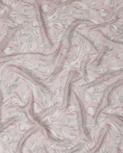 Blush Flora Synthetic Chiffon Fabric, Whimsical Pink Patterns, 110cm Wide - Buy in meters Online-D18117