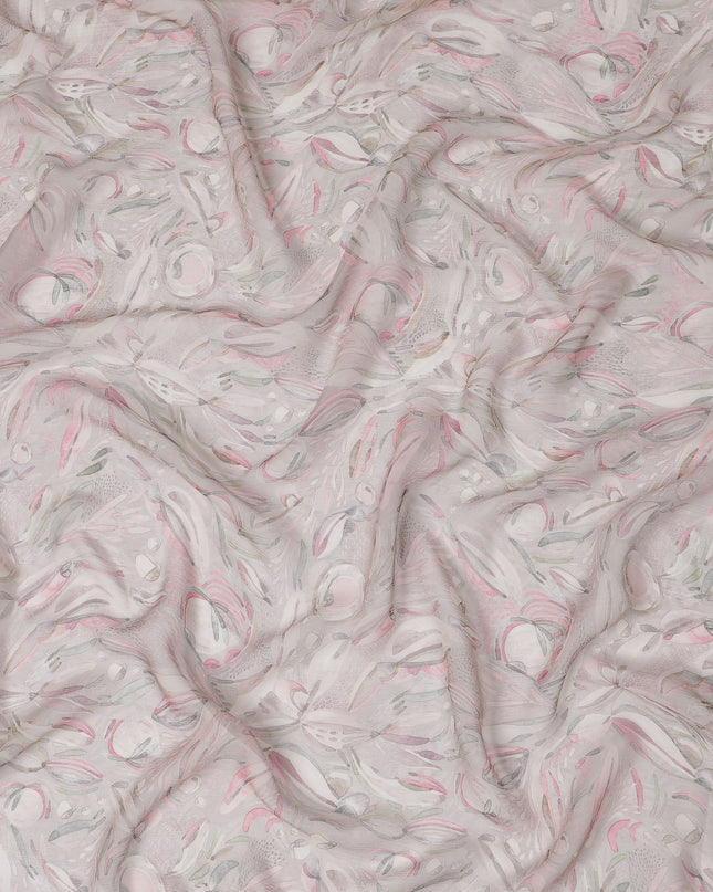 Blush Flora Synthetic Chiffon Fabric, Whimsical Pink Patterns, 110cm Wide - Buy in meters Online-D18117