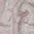 Blush Flora Synthetic Chiffon Fabric, Whimsical Pink Patterns, 110cm Wide - Buy in meters Online-D18117